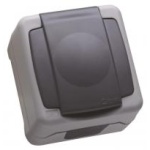 Розетка з заземленням та кришкою Makel Nemliyer Plus IP55 сірий 36064029