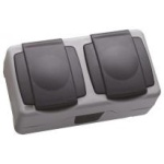 Розетка 2-на з заземленням та кришкою Makel Nemliyer Plus IP55 сірий 36064201