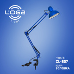 Лампа настільна блакитна, на струбцині "Волошка" Е27 (ТМ LOGA ® Light)
