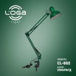 Лампа настільна зелена,на струбцині "Смарагд" Е27 (ТМ LOGA ® Light)