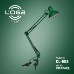 Лампа настільна зелена,на струбцині "Смарагд" Е27 (ТМ LOGA ® Light)