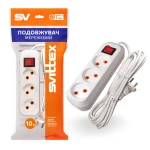 Подовжувач 10 м на 3 розетки з вимикачем 2200Вт 220В 10А SVITTEX