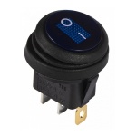 KCD1-5-101WN BL/B 220V Перемикач 1 клав. круглий вологозахищений з підсвічуванням (синій) TNSy