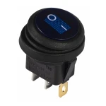 KCD1-5-101WN BL/B 220V Перемикач 1 клав. круглий вологозахищений з підсвічуванням (синій) TNSy