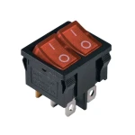KCD1-6-2101N R+R/B 220V Перемикач 2 клав. червоний з підсвічуванням TNSy