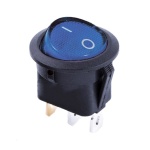 KCD1-8-101N BL/B 220V Перемикач 1 клав. круглий синій з підсвічуванням TNSy