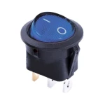 KCD1-8-101N BL/B 220V Перемикач 1 клав. круглий синій з підсвічуванням TNSy