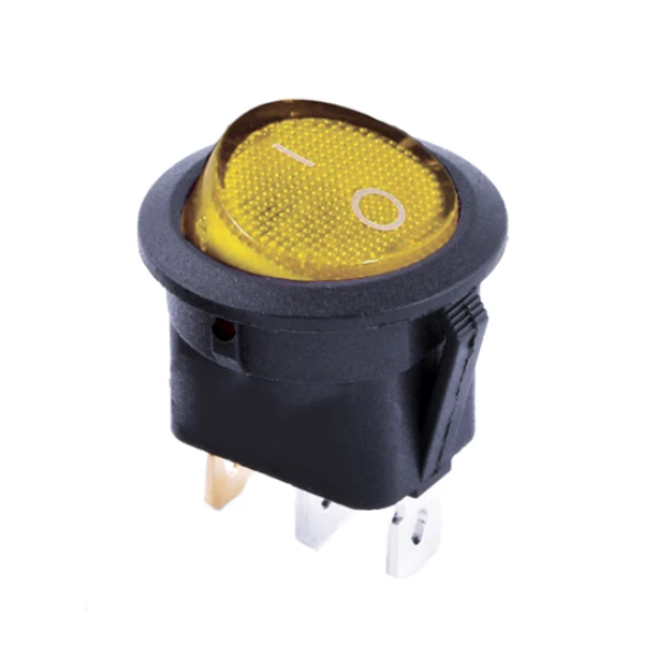 KCD1-8-101N Y/B 220V Перемикач 1 клав. круглий жовтий з підсвічуванням TNSy