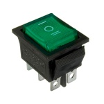 KCD2-203N G/B 220V Перемикач 1 клав. перекидний зелений з підсвічуванням TNSy
