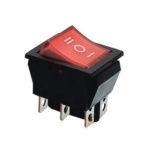 KCD2-203N R/B 220V Перемикач 1 клав. перекидний червоний з підсвічуванням TNSy