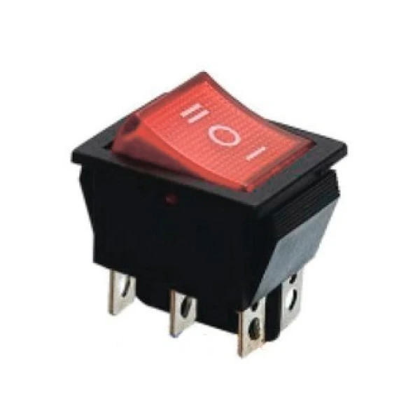 KCD2-203N R/B 220V Перемикач 1 клав. перекидний червоний з підсвічуванням TNSy