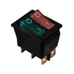 KCD2-2101N G+R/B 220V Перемикач 2 клав. зелений + червоний з підсвічуванням TNSy