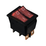 KCD2-2101N R+R/B 220V Перемикач 2 клав. червоний з підсвічуванням TNSy
