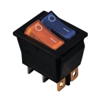 KCD2-2101N BL+Y/B 220V Перемикач 2 клав. жовтий + синій з підсвічуванням TNSy