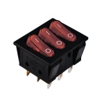 KCD2-3101N R+R+R/B 220V Перемикач 3 клав. червоний з підсвічуванням TNSy