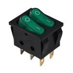 KCD2-5-2101N G+R/B 220V Перемикач 2 клав. зелений з підсвічуванням TNSy