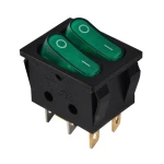 KCD2-5-2101N G+R/B 220V Перемикач 2 клав. зелений з підсвічуванням TNSy