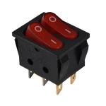 KCD2-5-2101N R+R/B 220V Перемикач 2 клав. червоний з підсвічуванням TNSy