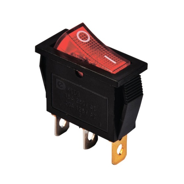 KCD3-101N R/B 220V Перемикач 1 клав. червоний з підсвічуванням TNSy