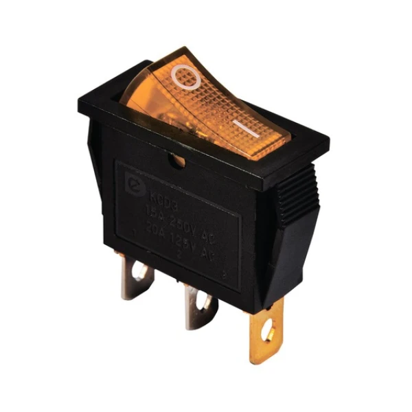 KCD3-101N Y/B 220V Перемикач 1 клав. жовтий з підсвічуванням TNSy
