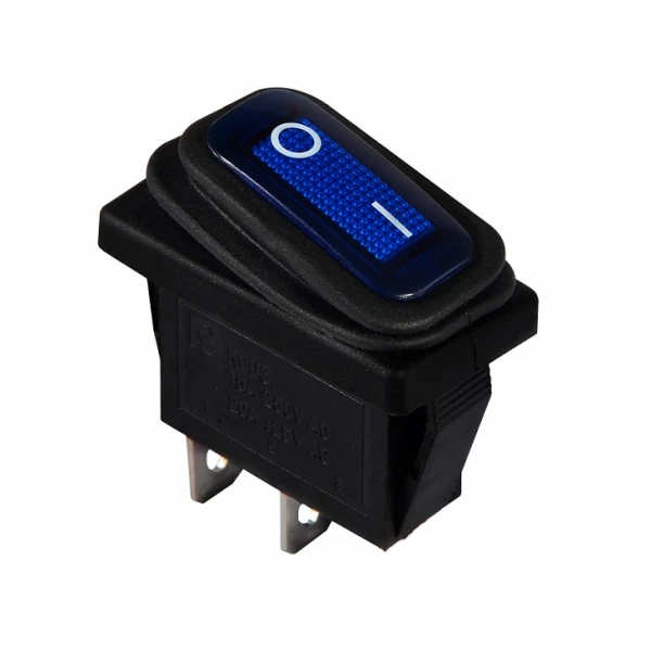 KCD3-101WN BL/B 220V Перемикач 1 клав. вологозахищений синій з підсвічуванням TNSy