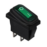 KCD3-101WN GR/B 220V Перемикач 1 клав. вологозахищений зелений з підсвічуванням TNSy