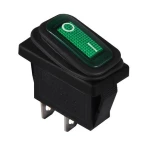 KCD3-101WN GR/B 220V Перемикач 1 клав. вологозахищений зелений з підсвічуванням TNSy