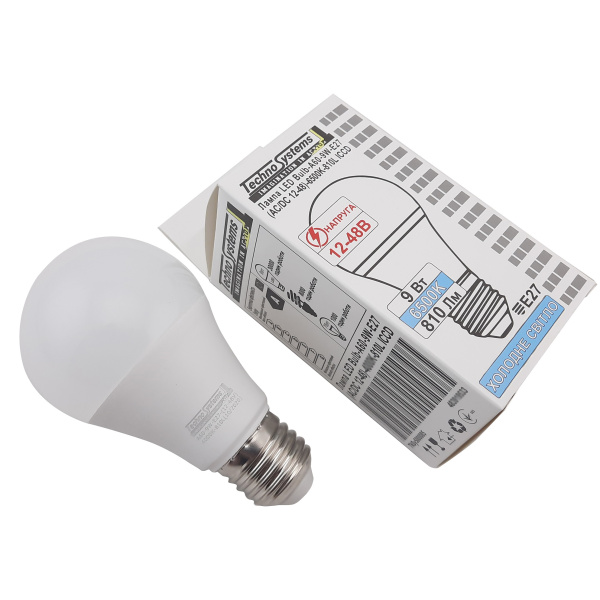 Світлодіодна лампа LED Bulb-A60-9W-E27-(AC/DC 12-48V)-6400K-810L ICCD TNSy