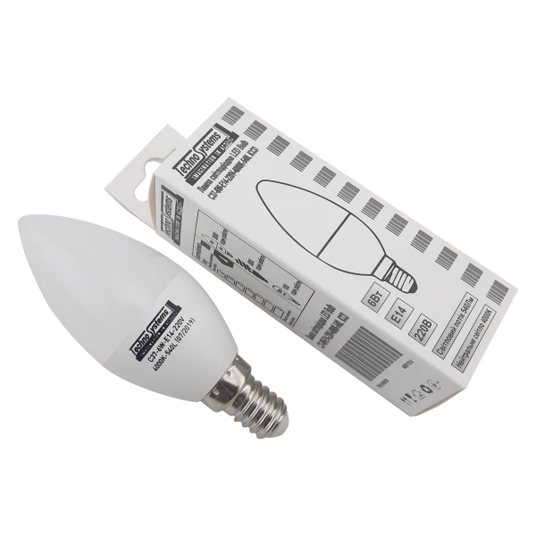 Світлодіодна лампа LED Bulb-C37-6W-E14-220V-4000K-540L ICCD (свічка) TNSy