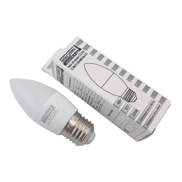 Світлодіодна лампа LED Bulb-C37-6W-E27-220V-4000K-540L ICCD (свічка) TNSy