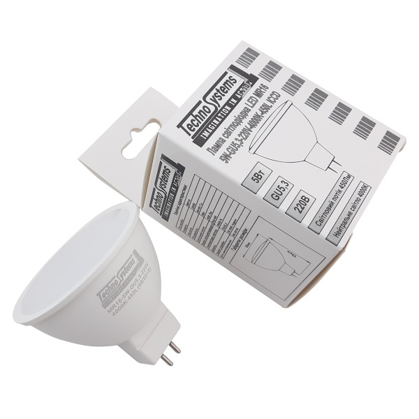 Лампа світлодіодна LED MR16-5W-GU5,3-220V-4000K-450L ICCD TNSy