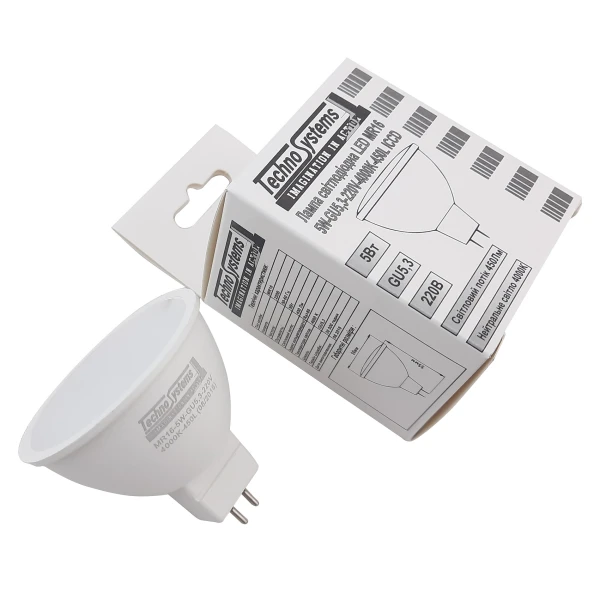 Лампа світлодіодна LED MR16-5W-GU5,3-220V-4000K-450L ICCD TNSy