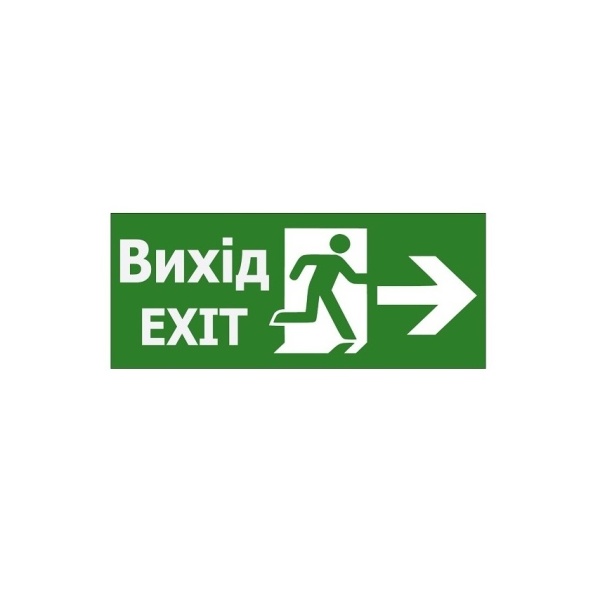 Наклейка "Вихід EXIT (вказівник двері праворуч)" 350*145мм (S503 ACRYLIC) TNSy
