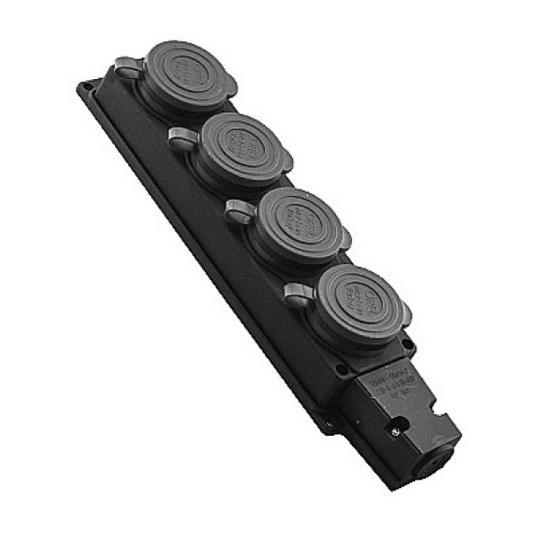 Розетка чотиримісна кришками RUBBER OREL IP44 TNSy