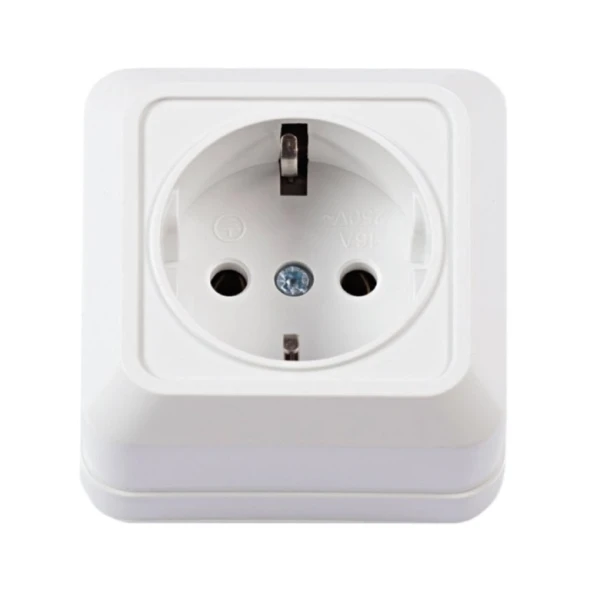 Розетка назовні. устан. 1-а з з/к біла IP20 TNSy