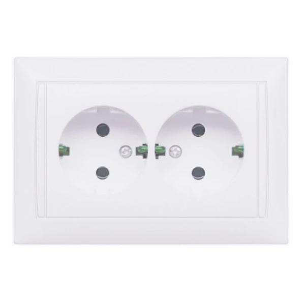 Розетка вн. устан. подвійна з/к біла IP20 TNSy