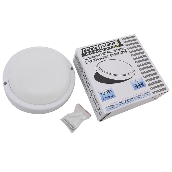 Світильник LED Round Ceiling 12W-220V-960L-6500K-IP65 (ЖКХ коло) TNSy