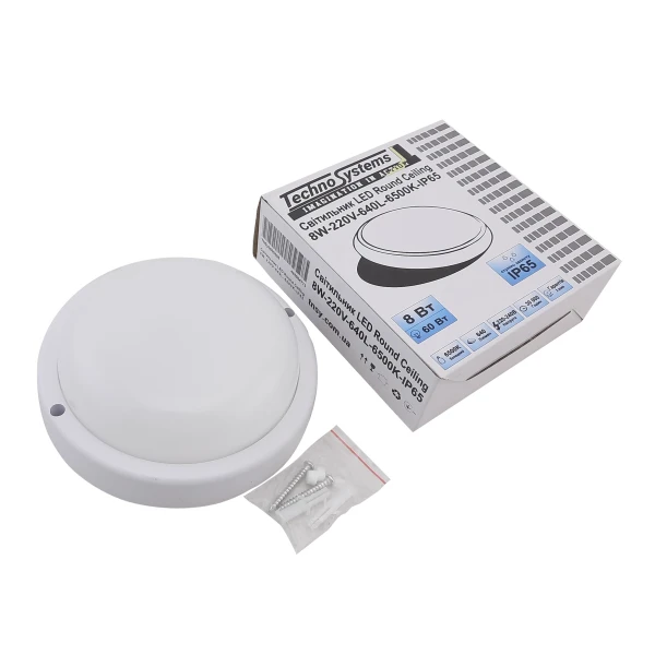 Світильник LED Round Ceiling 8W-220V-640L-6500K-IP65 (ЖКХ коло) TNSy