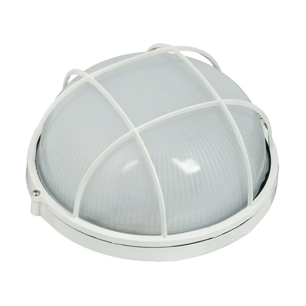 Світильник НПП1102-100W-E27-IP65 коло біле з решіткою TNSy