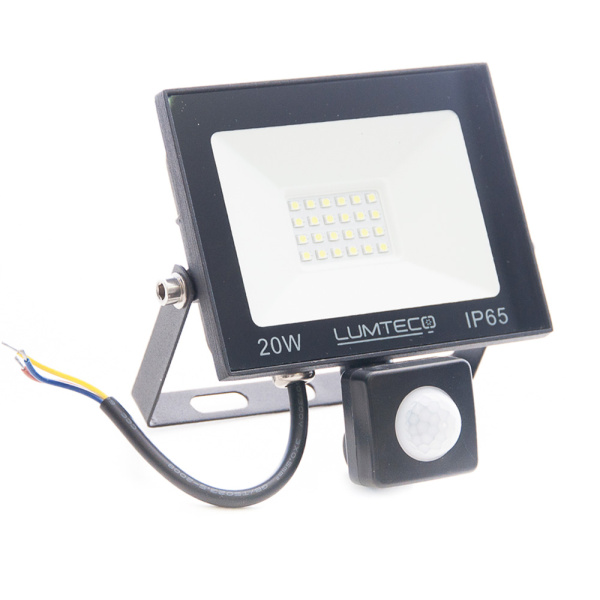 Світлодіодний прожектор LUMTECO YX-01S з датчиком руху 20w 6500К IP65 100-265V чорний (YX-01S-20-6500)