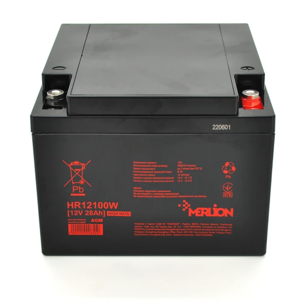 Аккумуляторна батарея MERLION HR12100W, 12V 28Ah Black  ( 166 х 175 х 125 (125) )