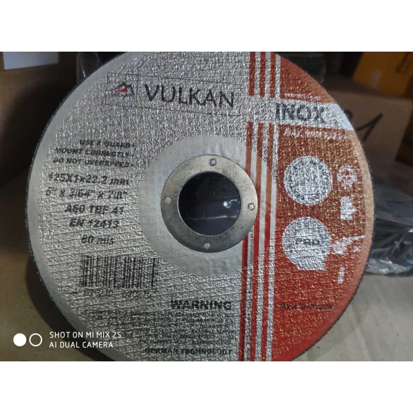 VULKAN Круг відрізний 125*1*22 (UA) по металу  з наліпкою INOX!!!