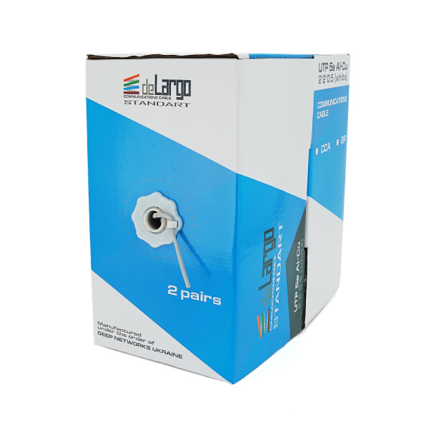 Кабель КПВ UTP 2*2*0.5 ССА cat 5E для внутр работ 500 м, Gray