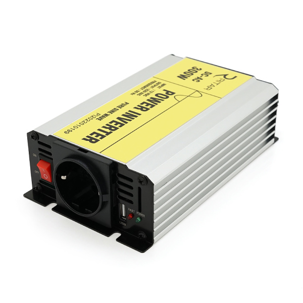 Інвертор напруги RITAR RSC-300, 12V/220V, 300W з правільною синусоїдою, 1xShuko, 1xUSB, клемні дроти, BOX, Q20