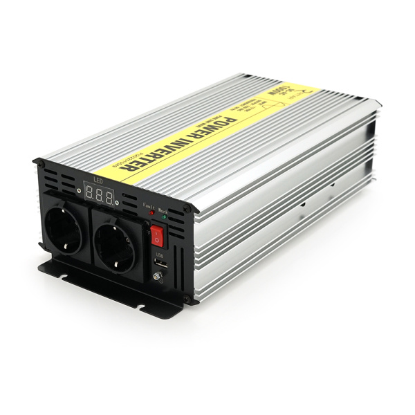 Інвертор напруги RITAR RSC-1000, 12V/220V, 1000W з правільною синусоїдою, 2xShuko, 1xUSB, клемні дроти, BOX, Q4