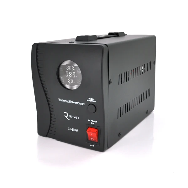 ДБЖ з правильною синусоїдою Ritar SK-500VA (300W), DC:145-275V, LED-дисплей, 1Shuko socket, 12V під зовнішню батарею, струм заряду 10/15А, Q4