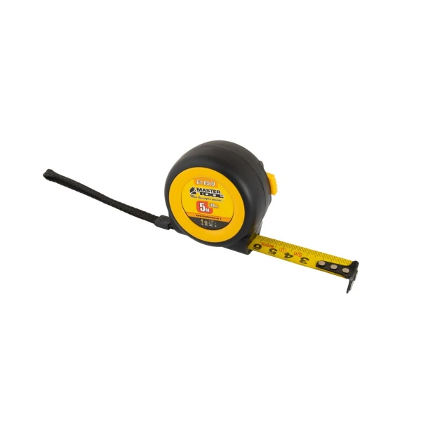 Рулетка MASTERTOOL 5 м 19 мм з магнітами автоматичний фіксатор покриття TPR храповий механізм 61-0519