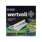 Скоби загартовані для пневмостеплера WERTVOLL тип 90 30 мм/5.8х1.25 мм 10000 шт FX-2430 - Зображення 2