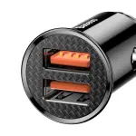 Автомобільний зарядний пристрій Baseus Circular Plastic A+A 30W Dual QC3.0 Чорний (CCALL-YD01) - Зображення 2