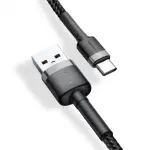 Кабель Baseus Cafule USB 2.0 to Type-C 3A 1M Чорний/Сірий (CATKLF-BG1) - Зображення 2